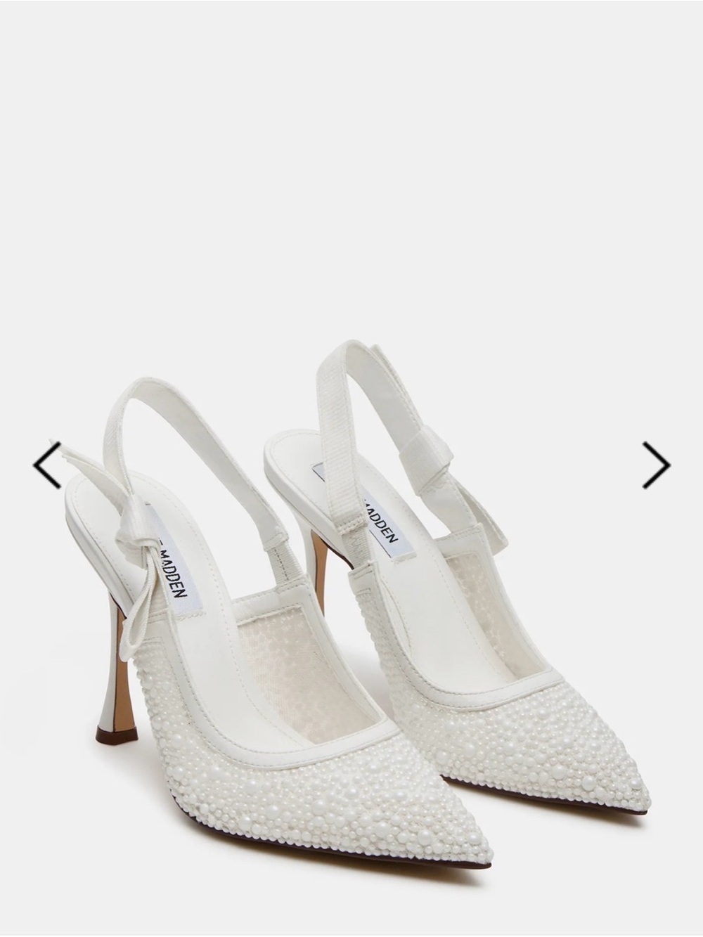 Steve Madden Pearl-Embellished White Slingback Pumps - Picture 1 of 4